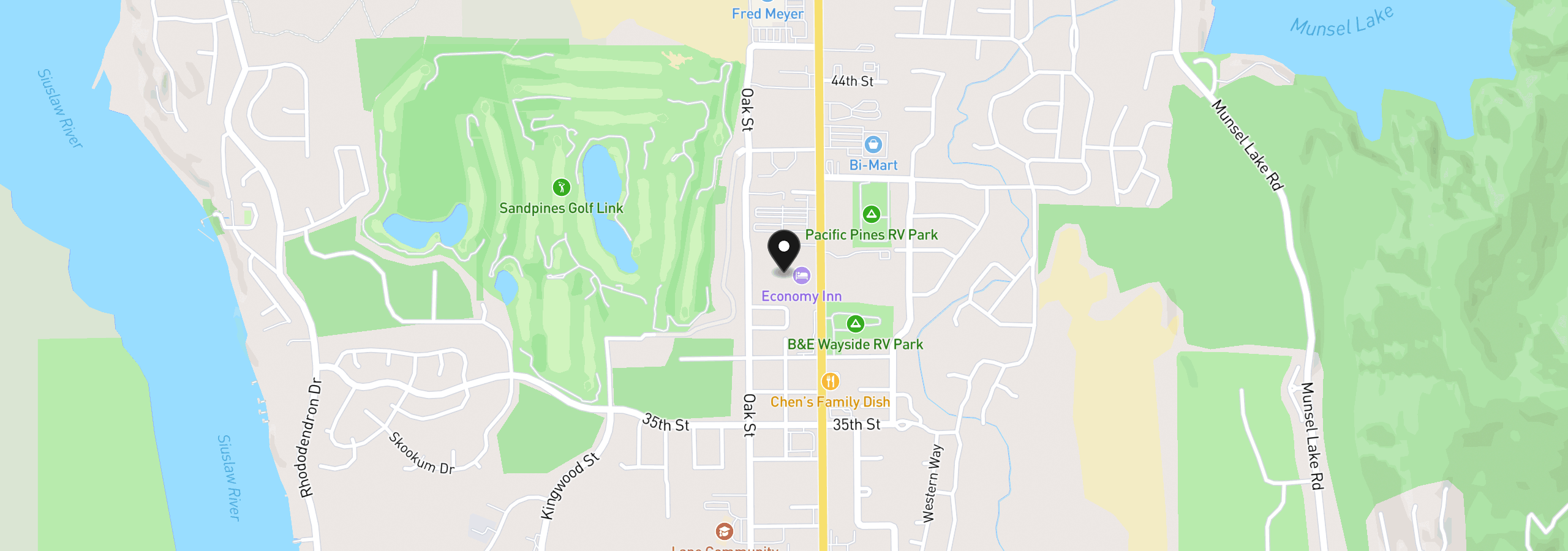Map showing the location of 1583 37th St, Florence, OR 97439