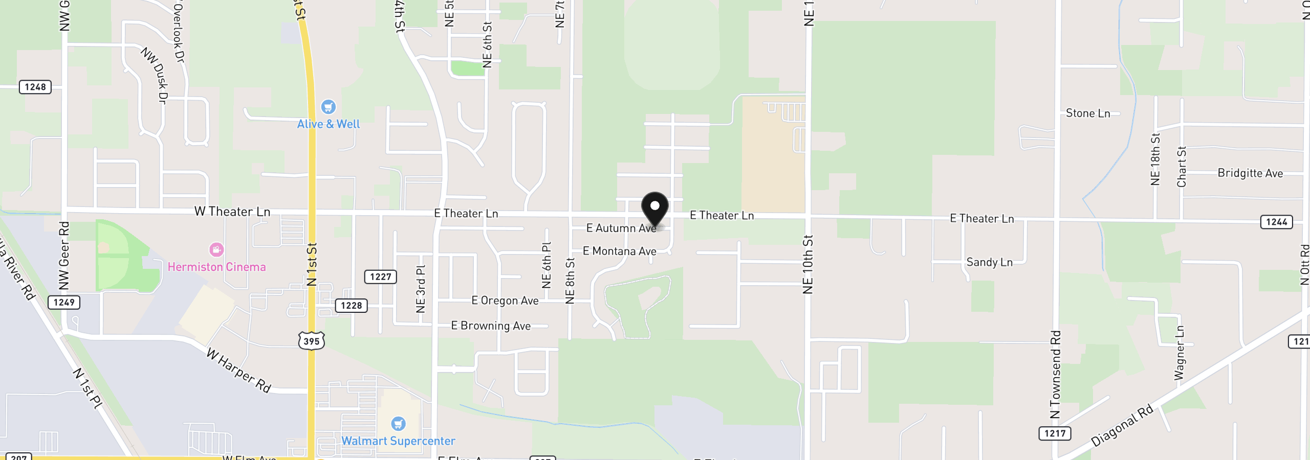 Map showing the location of 856 E Autumn Ave, Hermiston, OR 97838