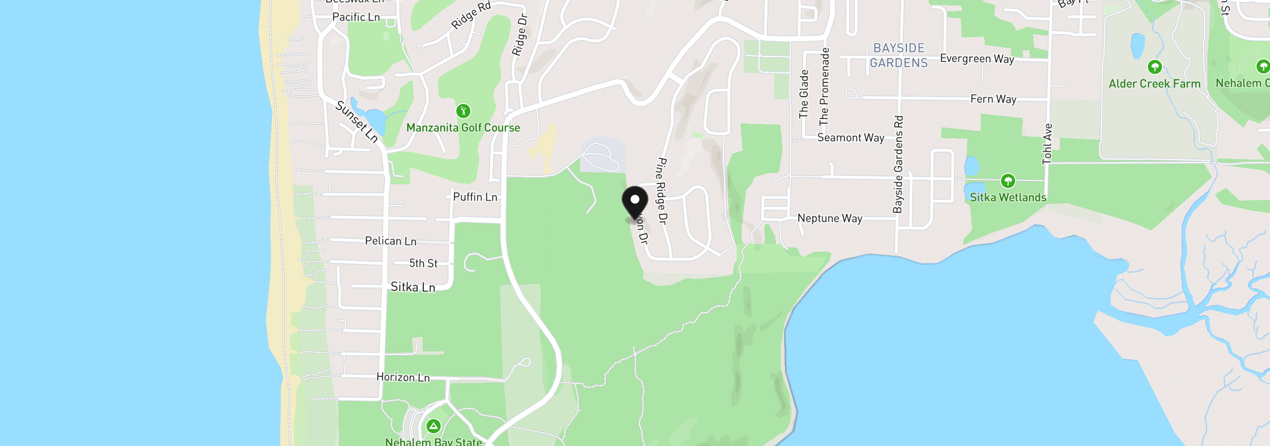 Map showing the location of 34540 Pinyon Dr, Manzanita, OR 97130