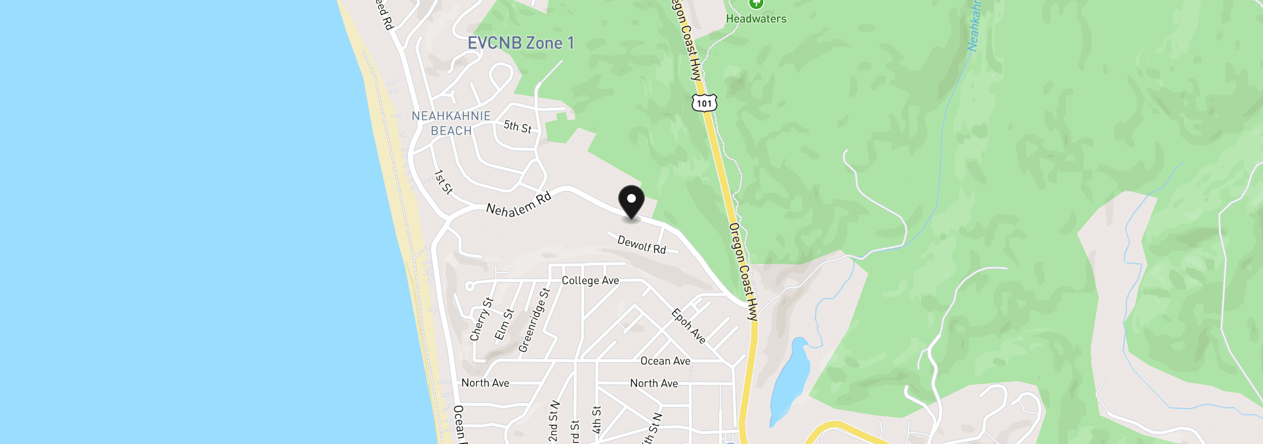 Map showing the location of 9315 Nehalem Rd, Manzanita, OR 97130