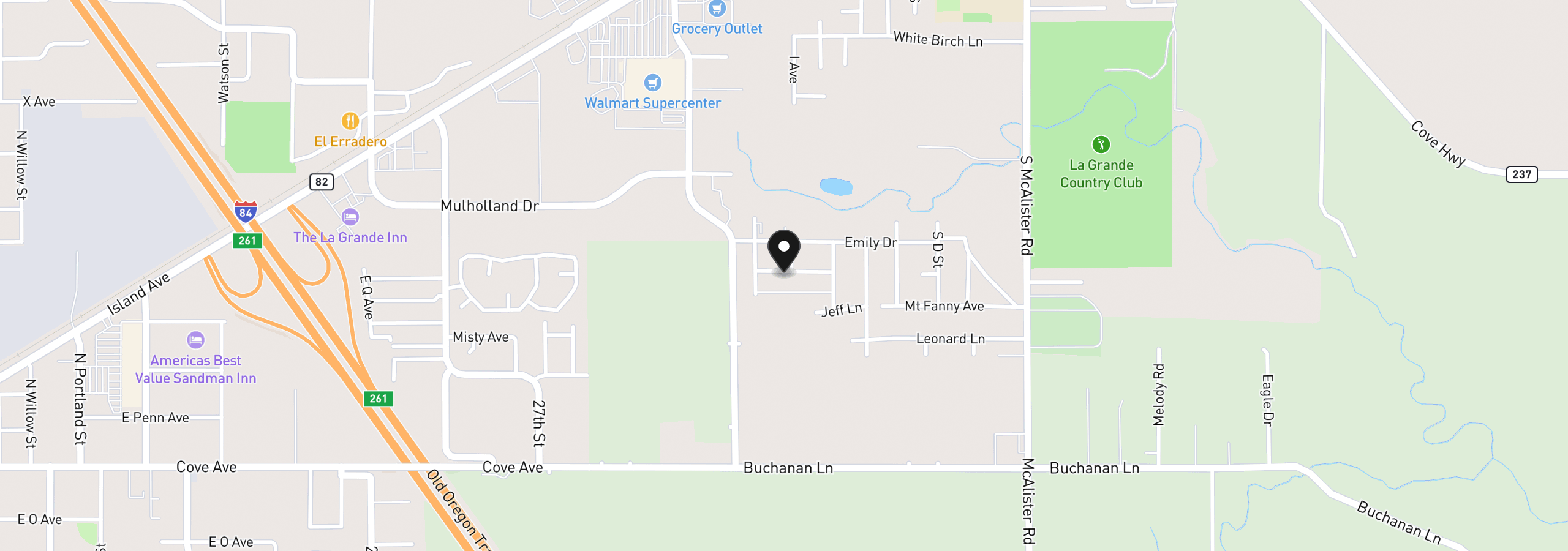 Map showing the location of 10701 Greg Ln, Island City, OR 97850