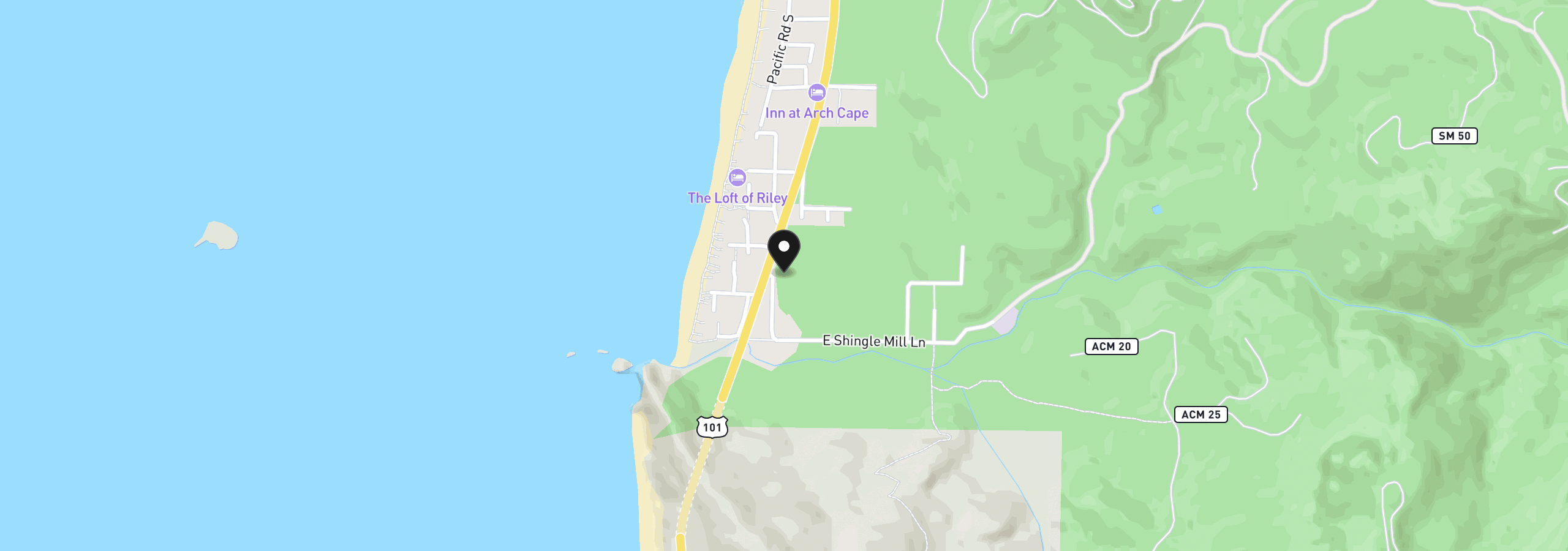 Map showing the location of 8500 E Beach Rd, Arch Cape, OR 97102