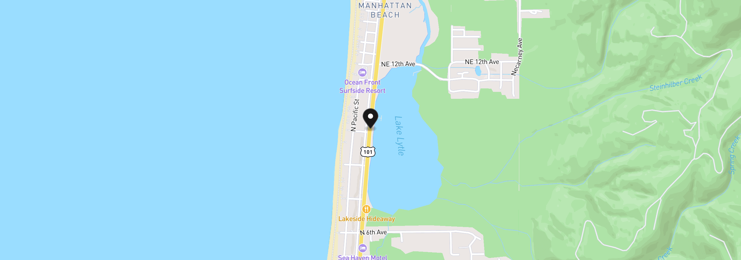 Map showing the location of Tl 900 Highway 101 N, Rockaway Beach, OR 97136