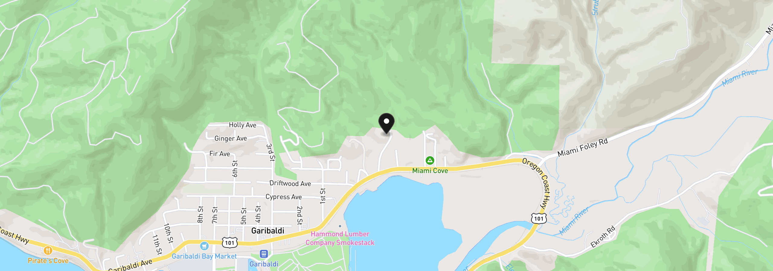 Map showing the location of Franklin St, Garibaldi, OR 97118