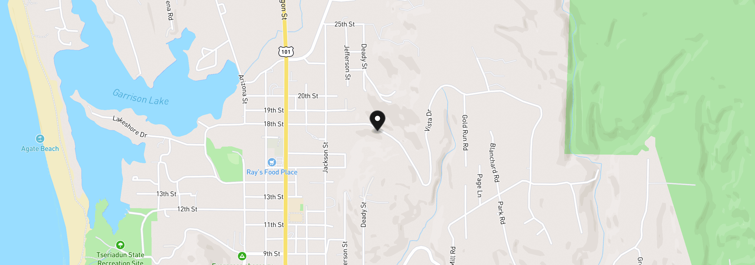 Map showing the location of 4 Vista Dr, Port Orford, OR 97465