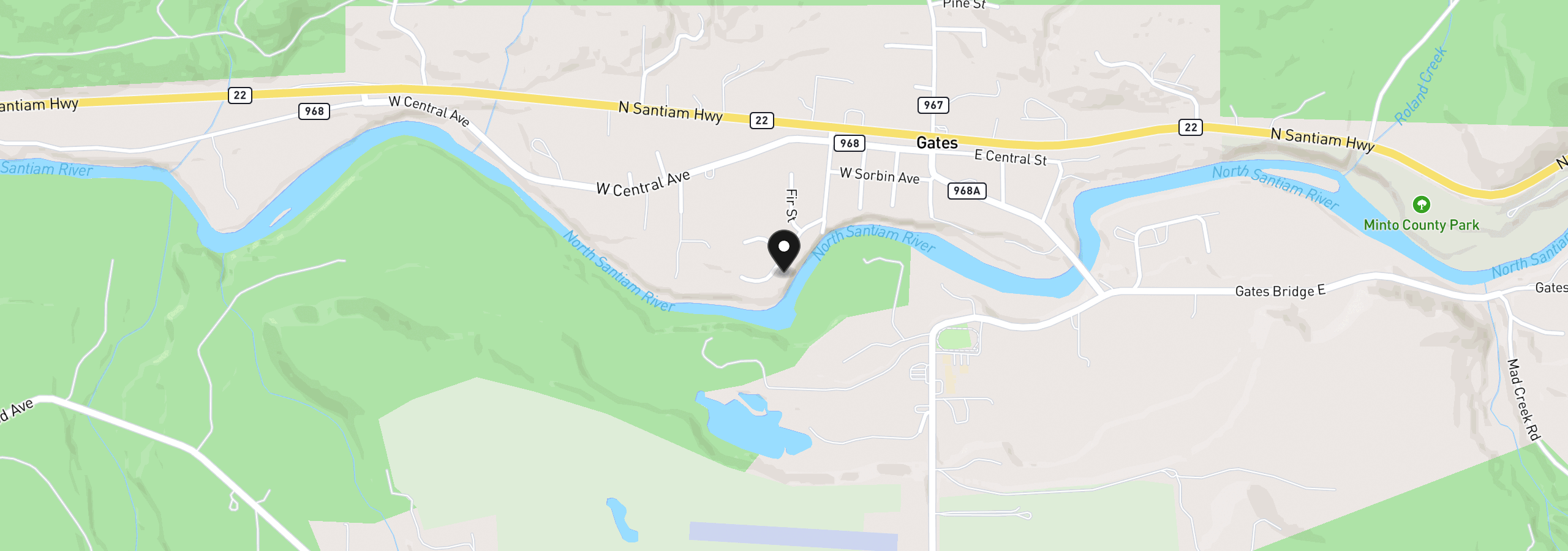 Map showing the location of 231 Dogwood Dr, Gates, OR 97346
