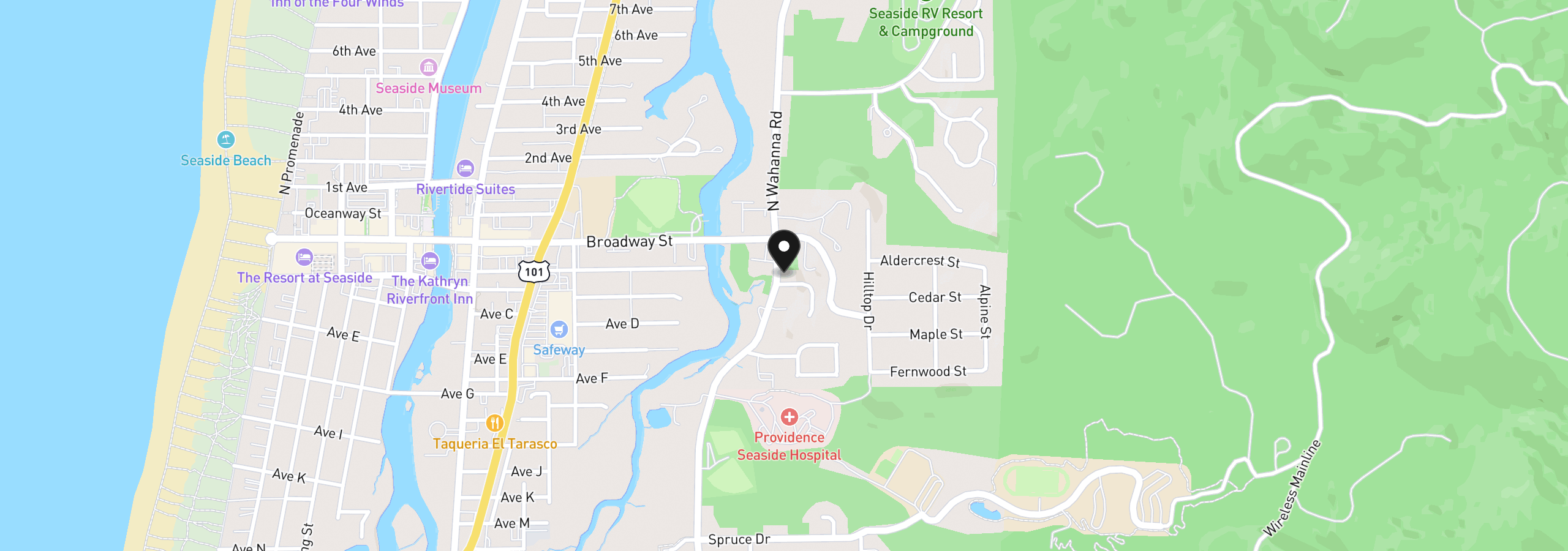 Map showing the location of 1530 Lea Way, Seaside, OR 97138