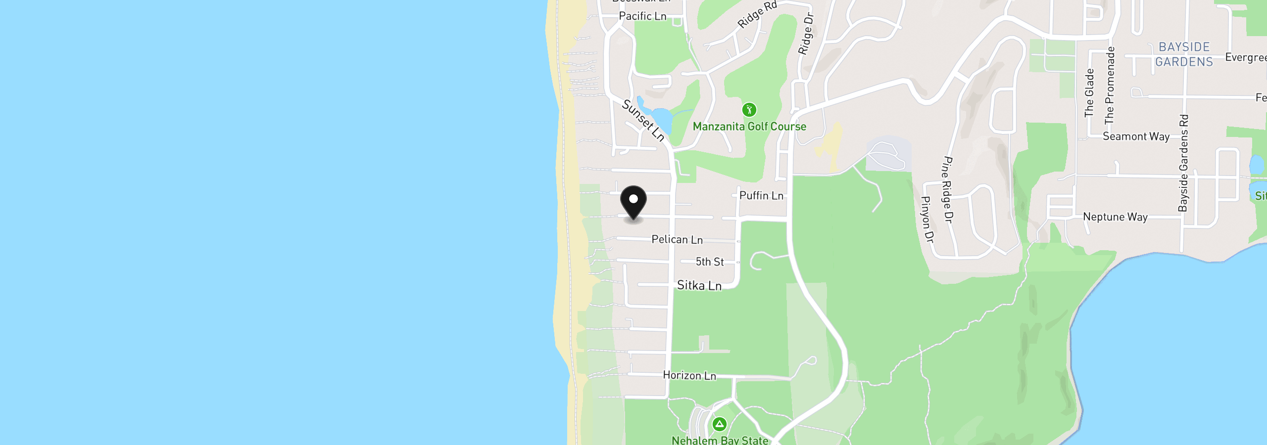 Map showing the location of 8835 Sandpiper Ln, Manzanita, OR 97130