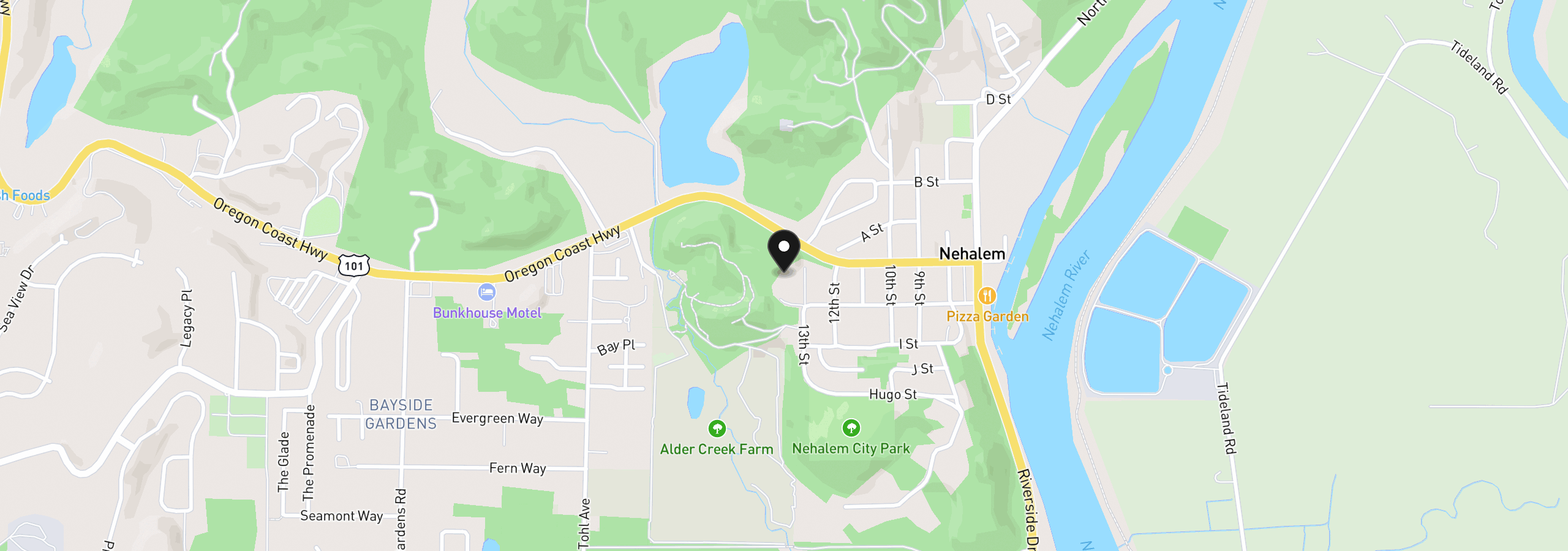 Map showing the location of 35990 13th St, Nehalem, OR 97131