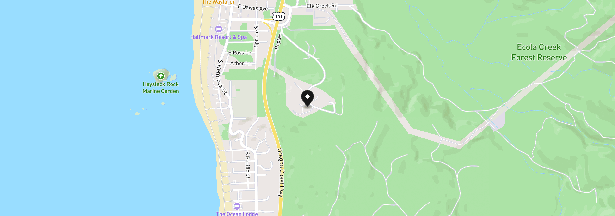Map showing the location of 32227 Seascape Ln, Cannon Beach, OR 97110