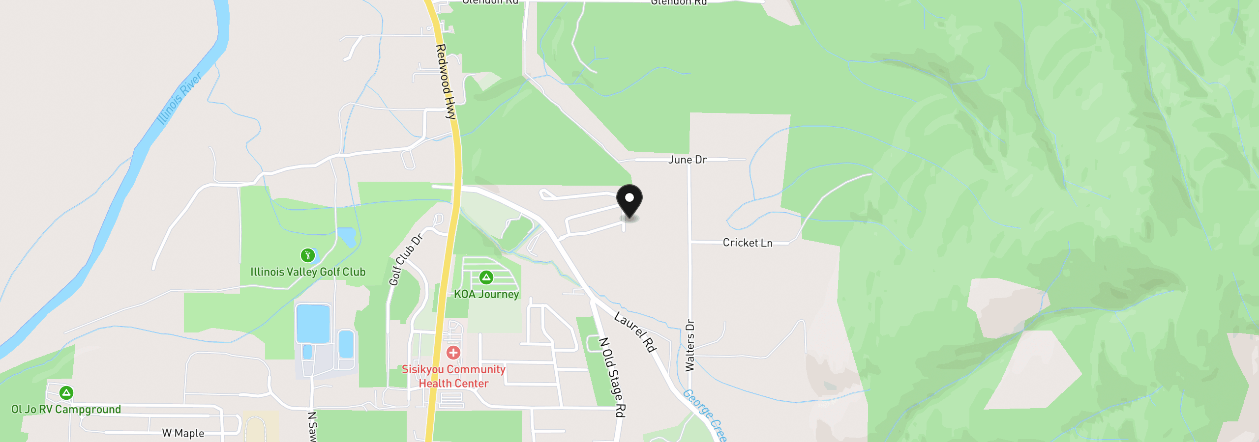 Map showing the location of 221 Cedar Ridge Dr, Cave Junction, OR 97523