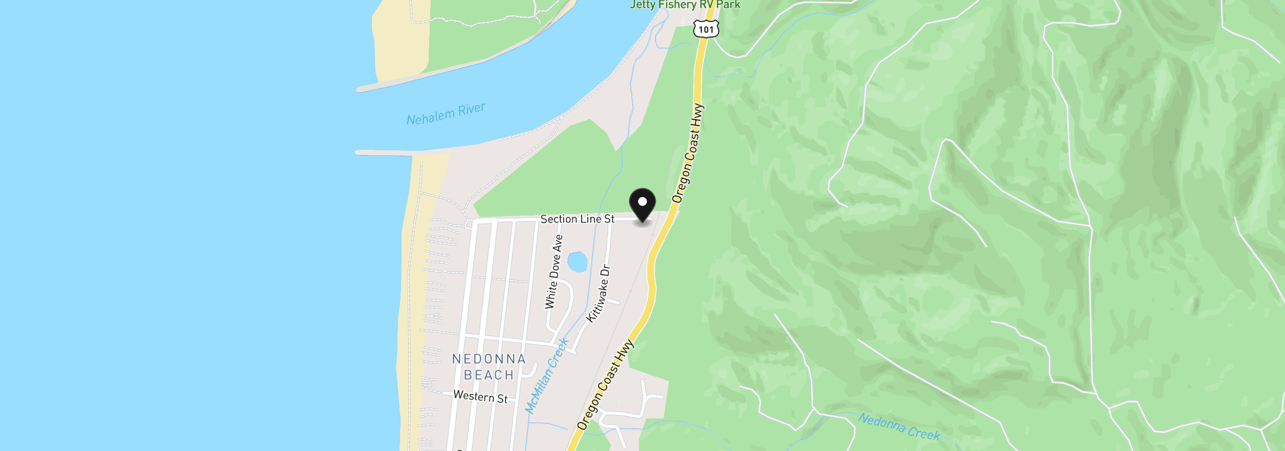 Map showing the location of 9779 Section Line Rd, Rockaway Beach, OR 97136