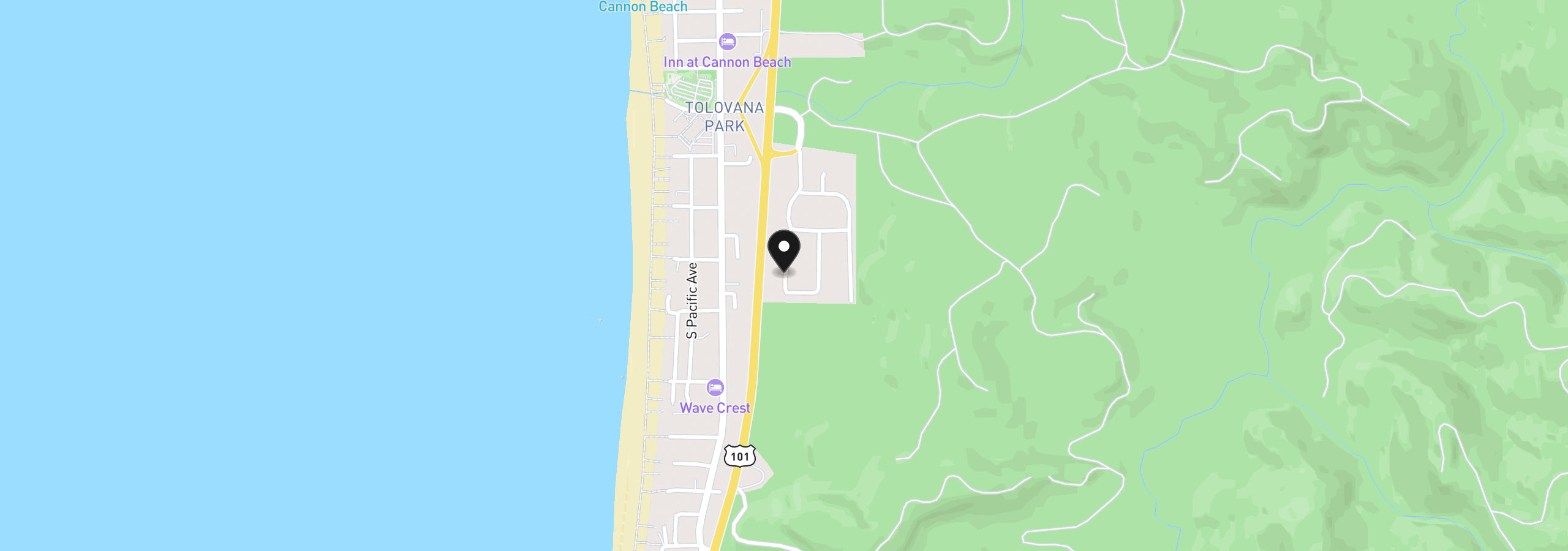 Map showing the location of 3772 W Chinook St, Cannon Beach, OR 97110