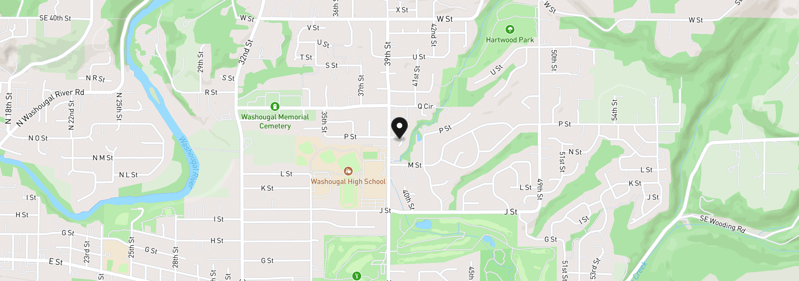 Map showing the location of 4072 P St, Washougal, Wa 98671