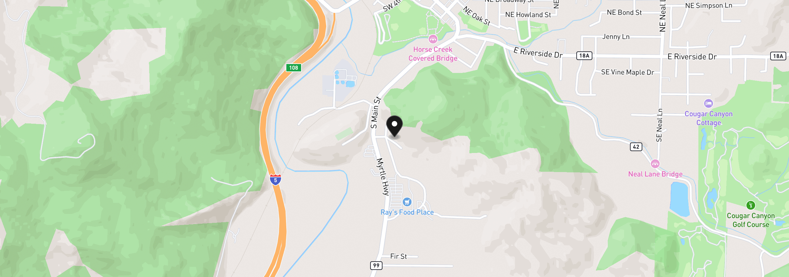 Map showing the location of SE Ardis Ave 6, Myrtle Creek, OR 97457