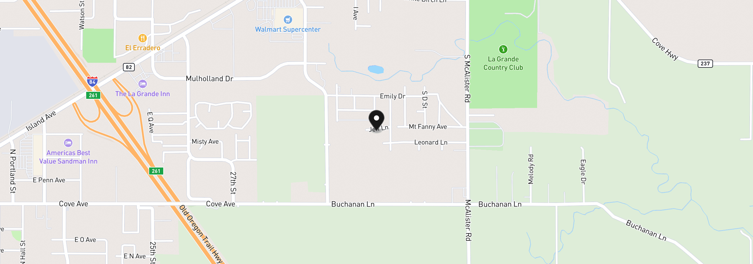 Map showing the location of 10601 Jeff Ln, Island City, OR 97850