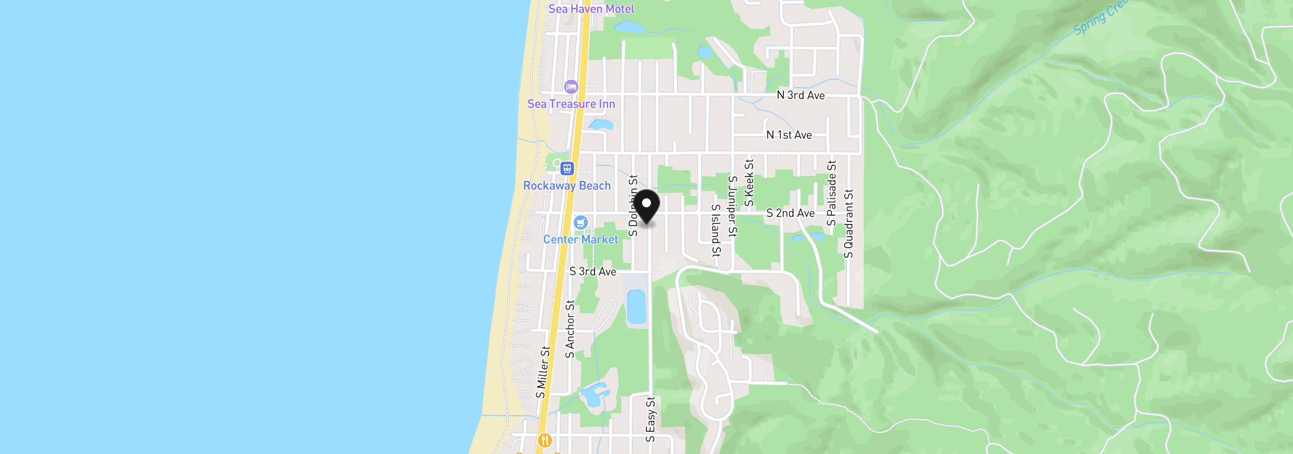 Map showing the location of S Easy St 13300, Rockaway Beach, OR 97136
