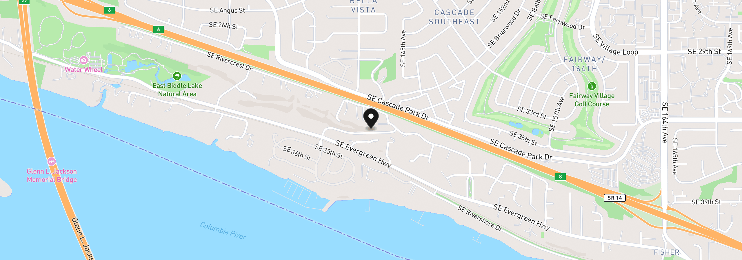 Map showing the location of 14215 SE Bella Vista Pl 5, Vancouver, Wa 98683