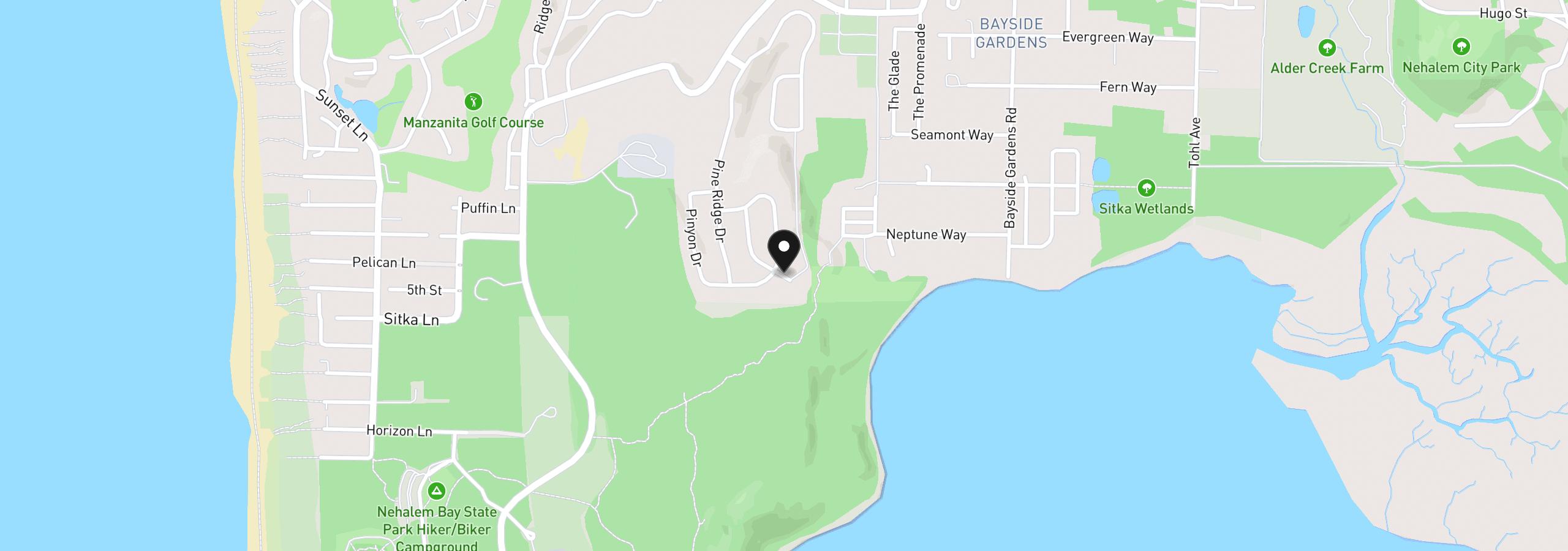 Map showing the location of Lot 123 Shorepine Ct, Manzanita, OR 97130