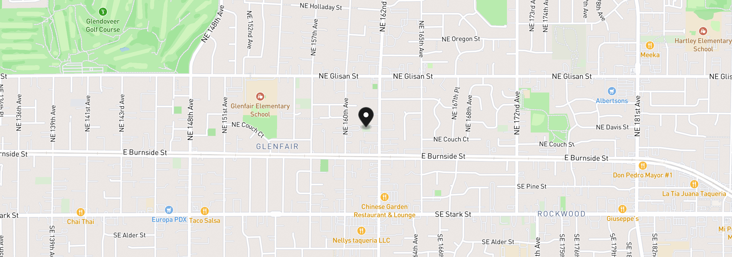 Map showing the location of NE 162nd Ave, Portland, OR 97230