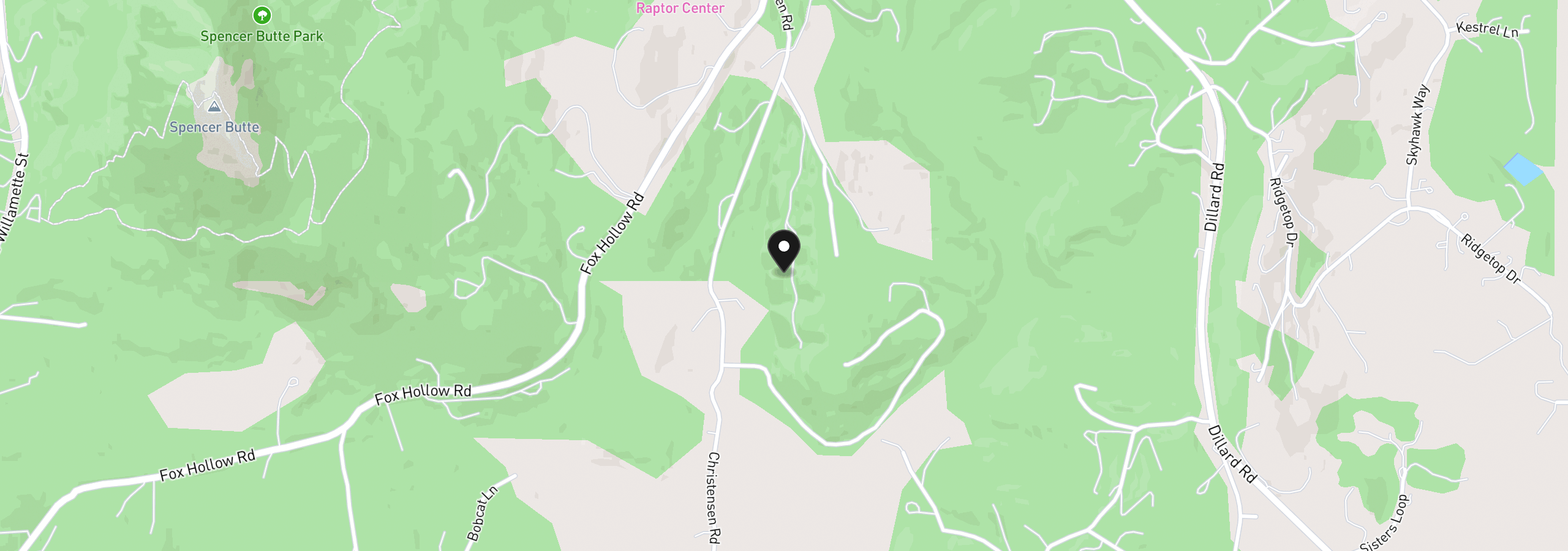 Map showing the location of 85255 Christensen Rd, Eugene, OR 97405