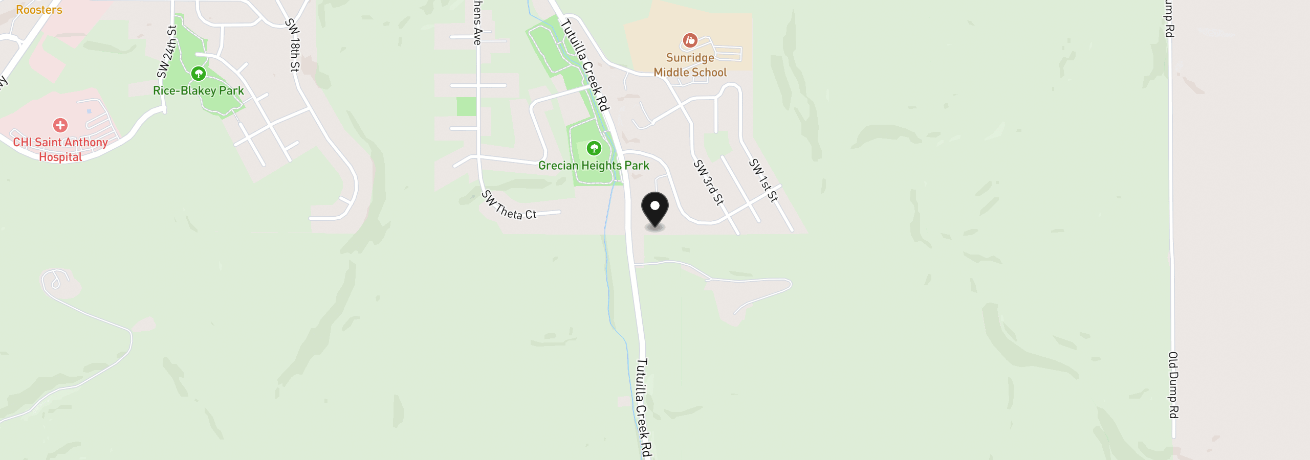 Map showing the location of 3 Tutuilla Rd, Pendleton, OR 97801