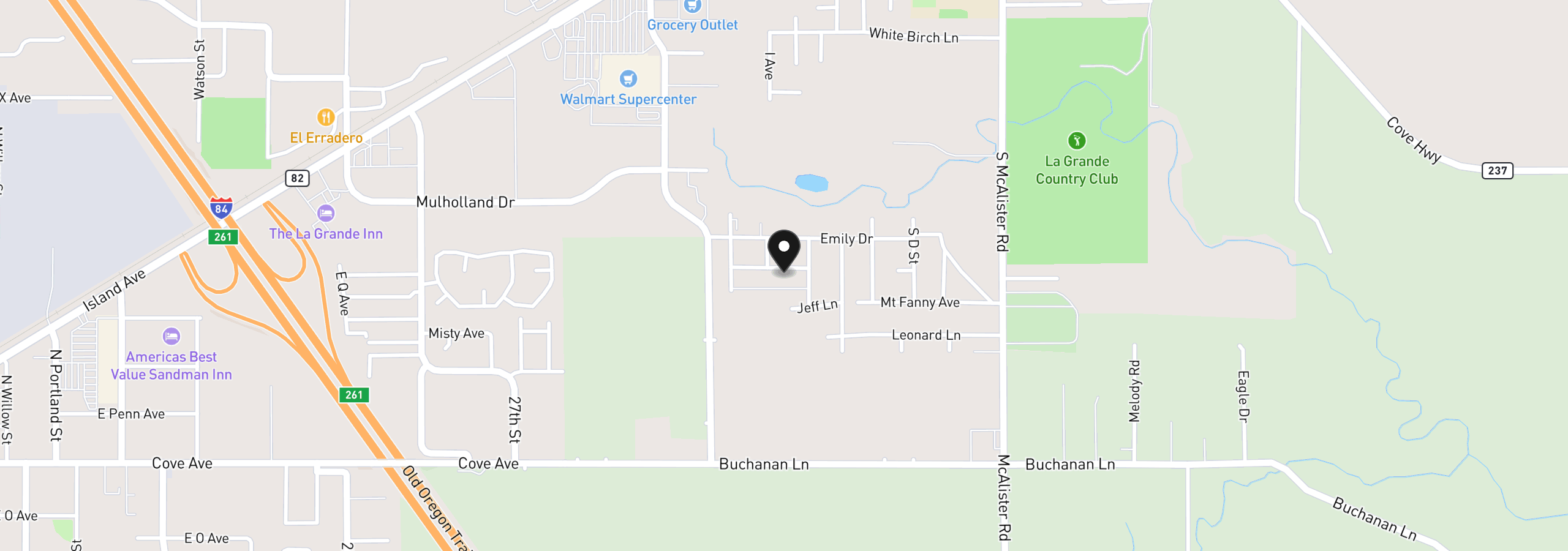Map showing the location of 10605 Greg Ln, Island City, OR 97850