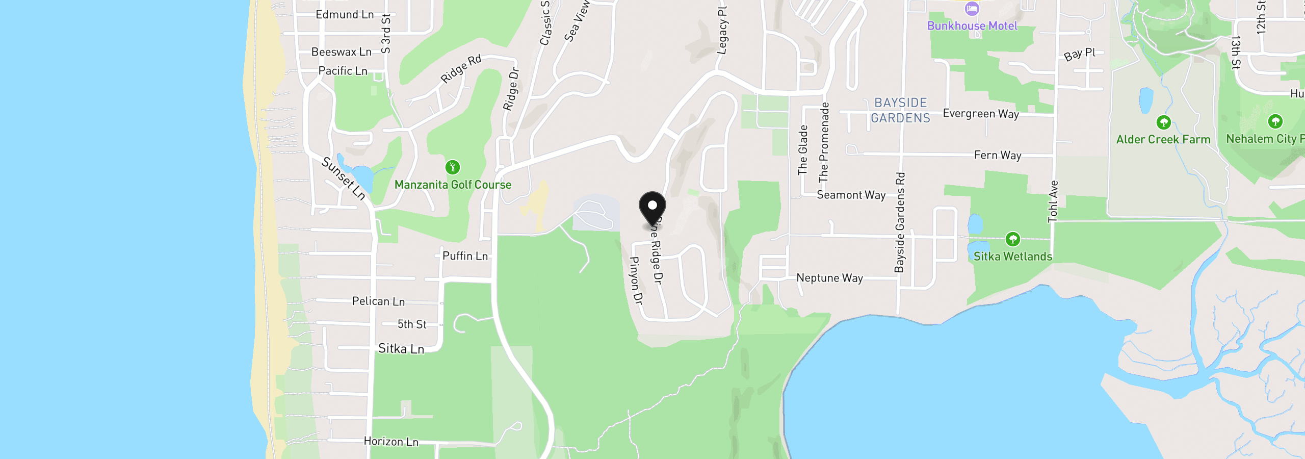 Map showing the location of Pine Ridge Dr 71, Manzanita, OR 97130