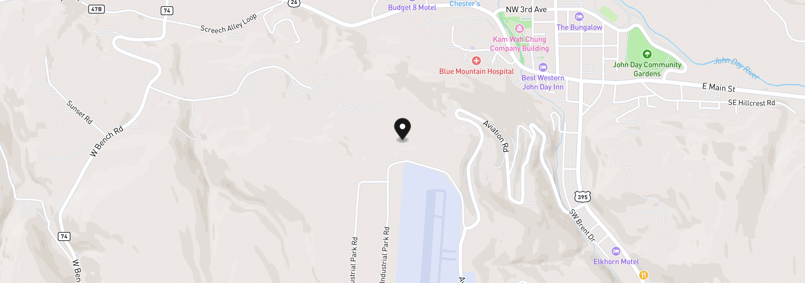 Map showing the location of 0 SW 4th Ave, John Day, OR 97845