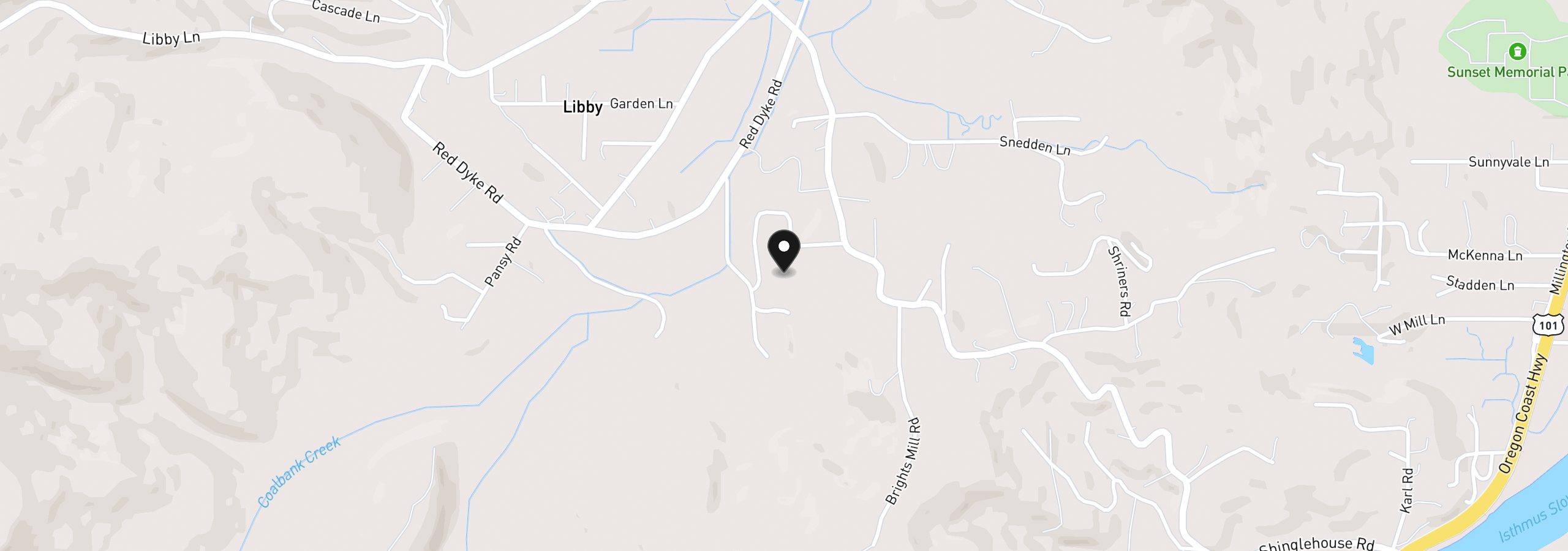 Map showing the location of 62967 Rosebud Dr, Coos Bay, OR 97420