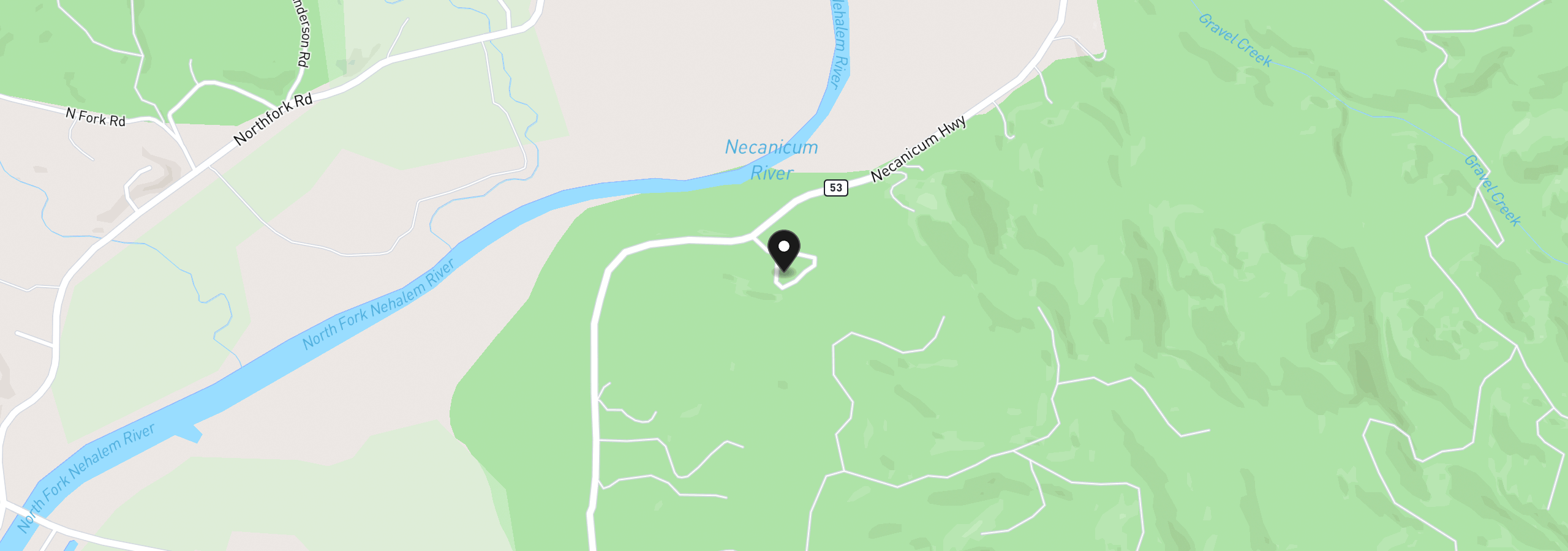 Map showing the location of 39305 Highway 53, Nehalem, OR 97131