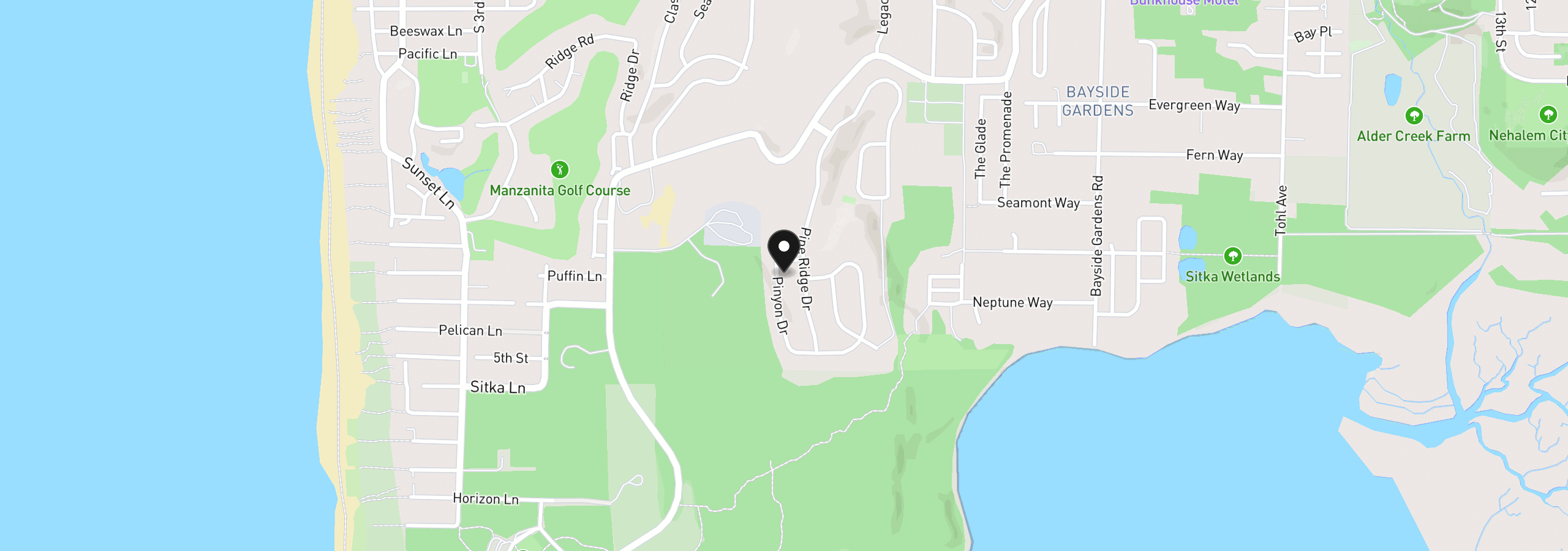 Map showing the location of Lot 100 Pinyon Dr, Manzanita, OR 97130