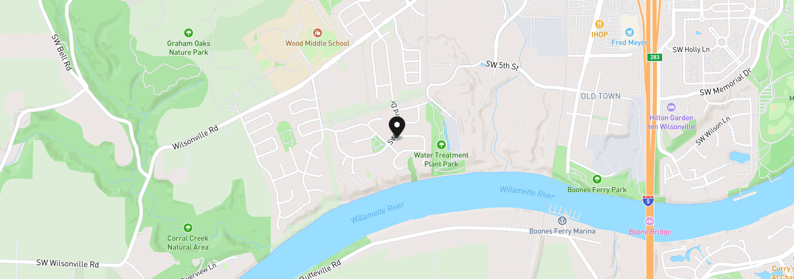 Map showing the location of 31448 SW Olympic Dr, Wilsonville, OR 97070