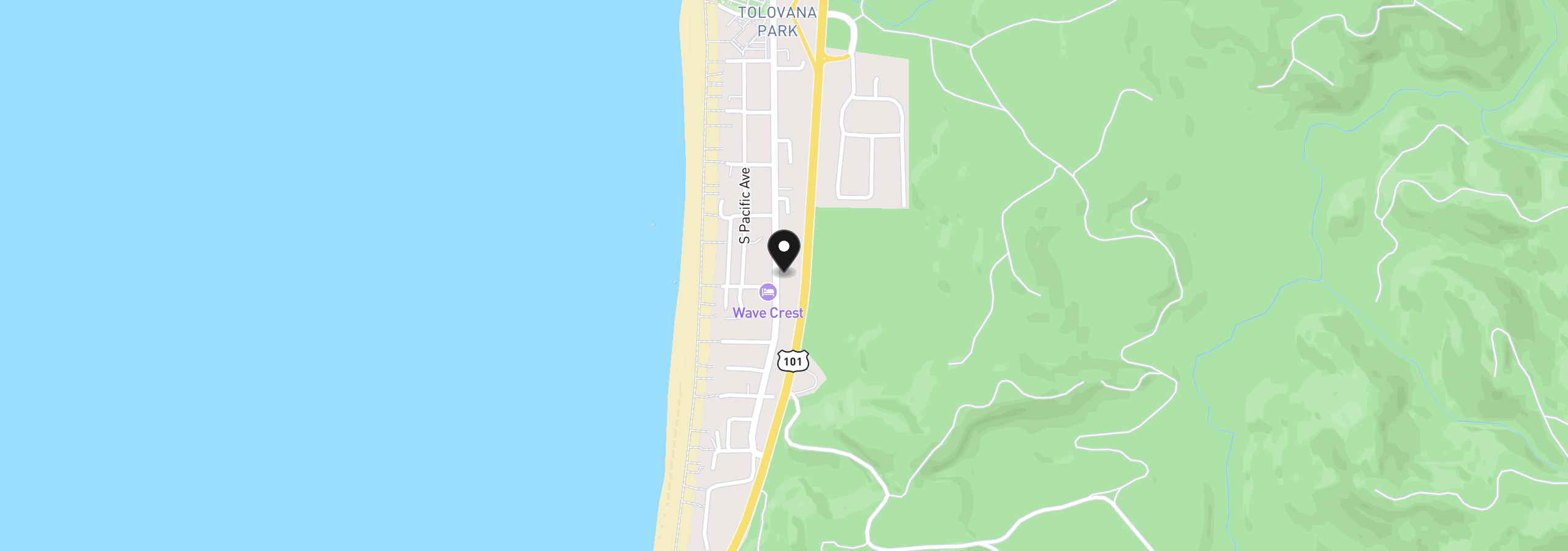 Map showing the location of 3987 S Hemlock St, Cannon Beach, OR 97110