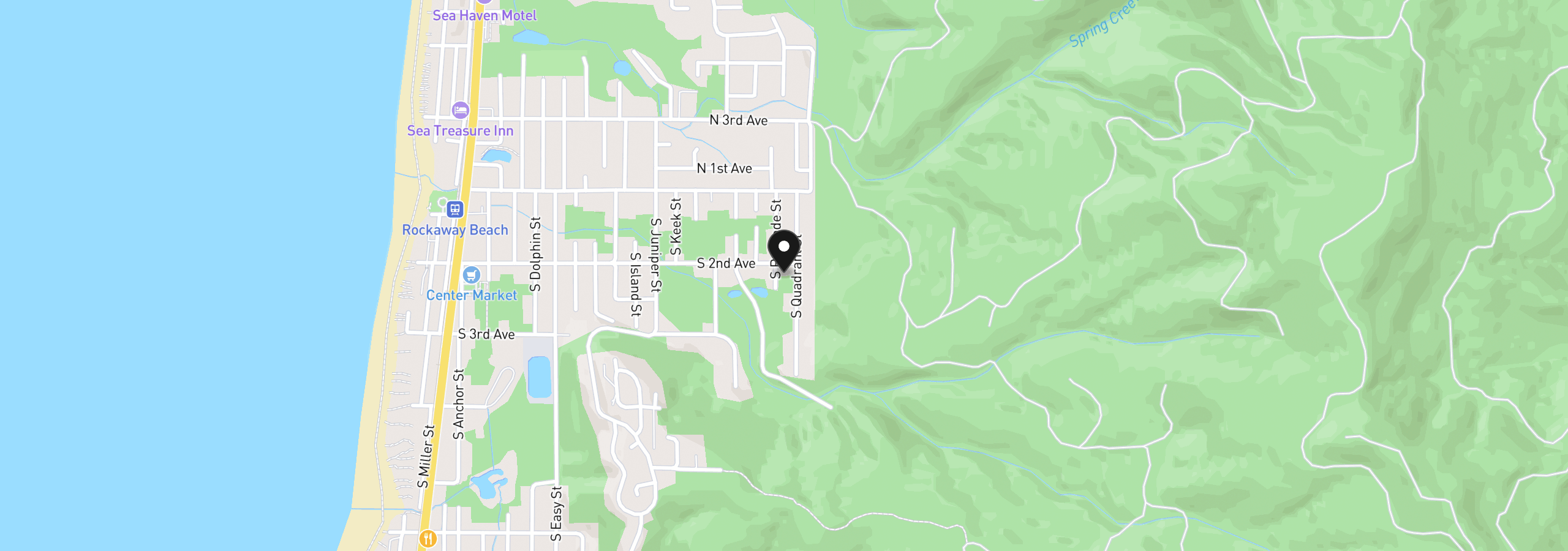 Map showing the location of 1602 S 2nd Ave, Rockaway Beach, OR 97136