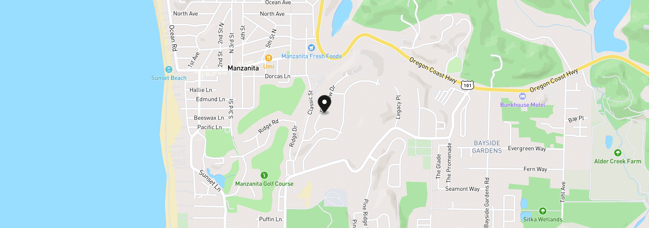 Map showing the location of 540 Sea View Dr, Manzanita, OR 97130