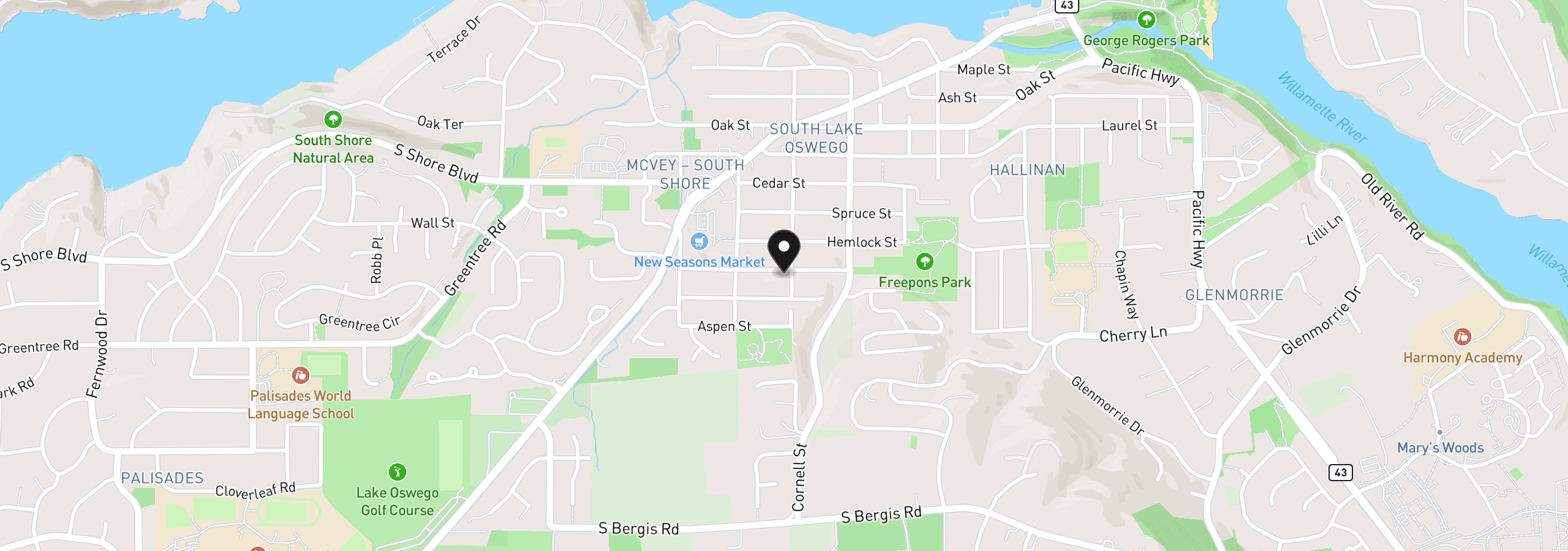 Map showing the location of 1408 Pine St 8/9, Lake Oswego, OR 97034
