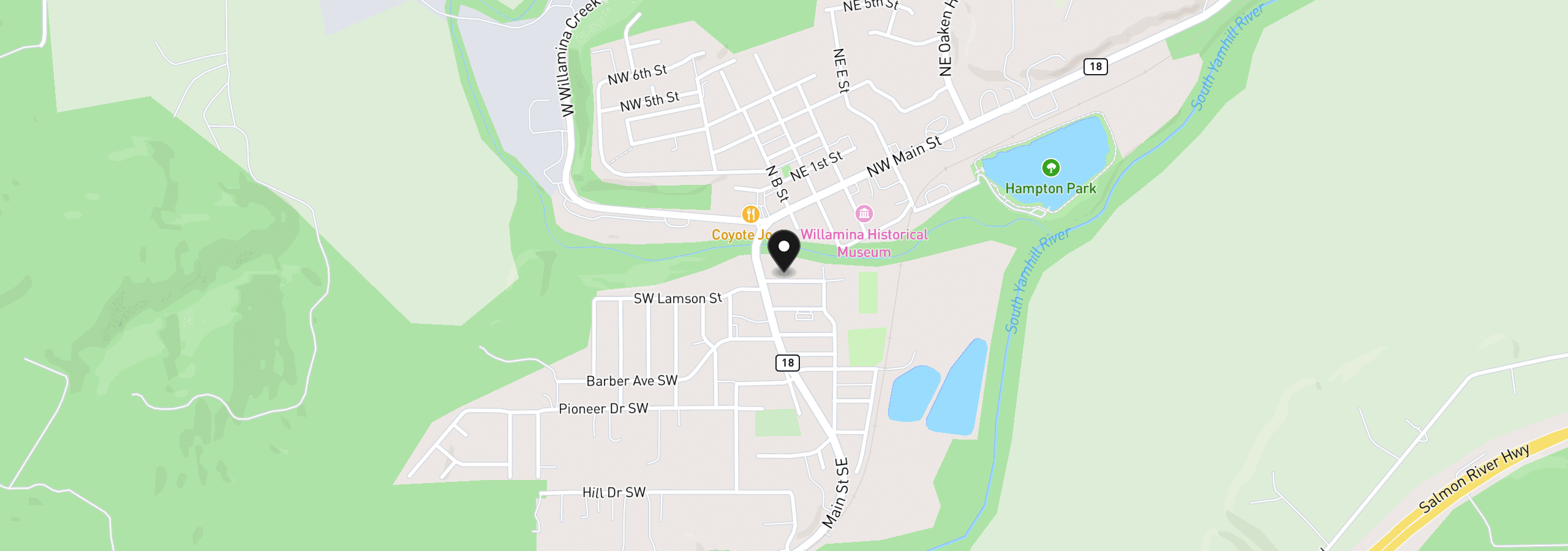 Map showing the location of 140 SE Lamson St, Willamina, OR 97396