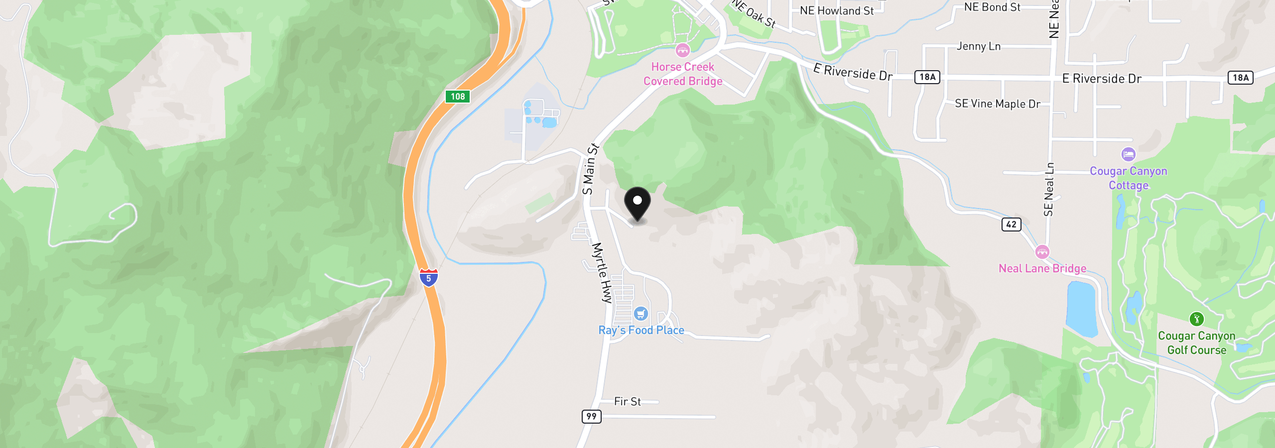 Map showing the location of SE Ardis Ave 9, Myrtle Creek, OR 97457