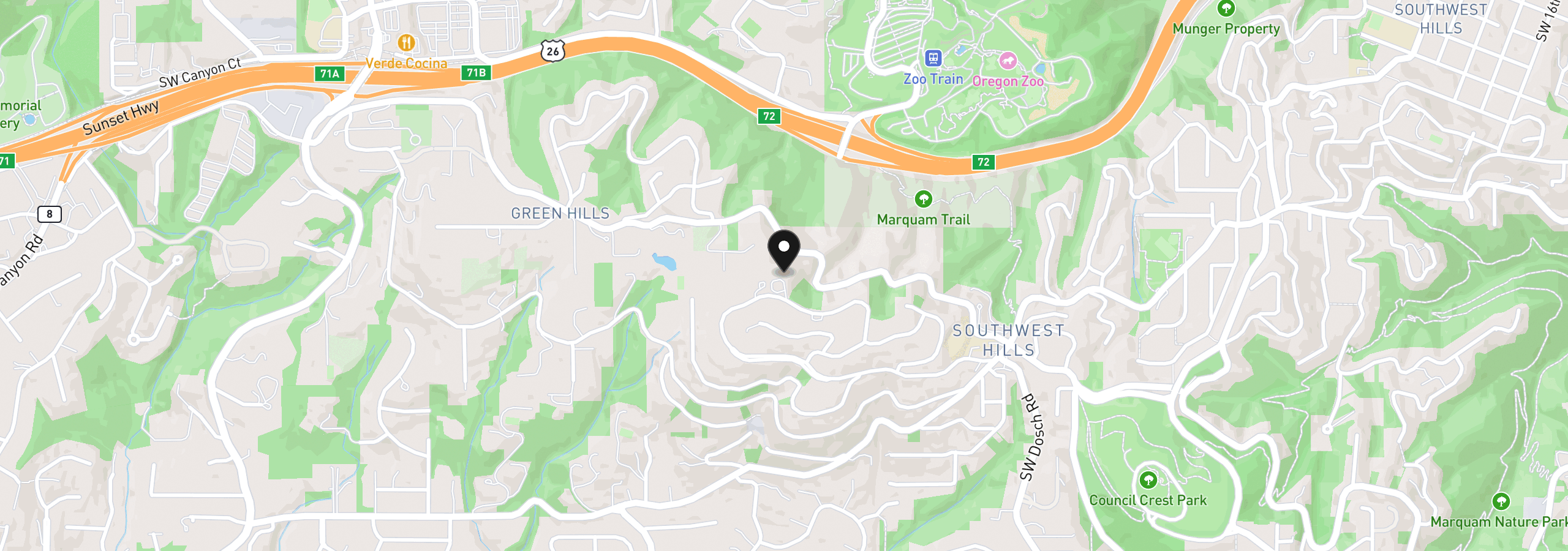 Map showing the location of 4311 SW Greenleaf Dr, Portland, OR 97221