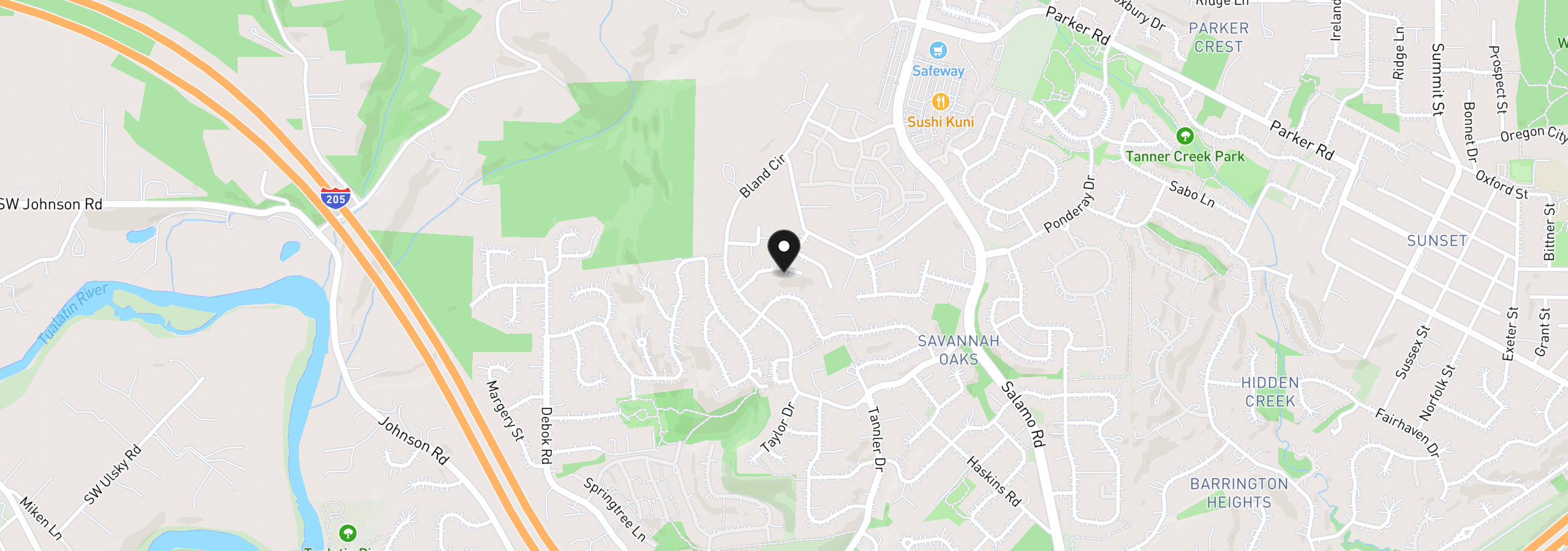 Map showing the location of 2140 Fircrest Dr, West Linn, OR 97068
