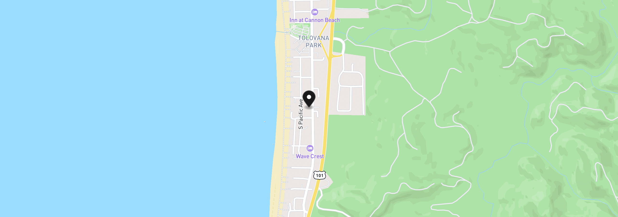 Map showing the location of 3764 S Hemlock St, Cannon Beach, OR 97110