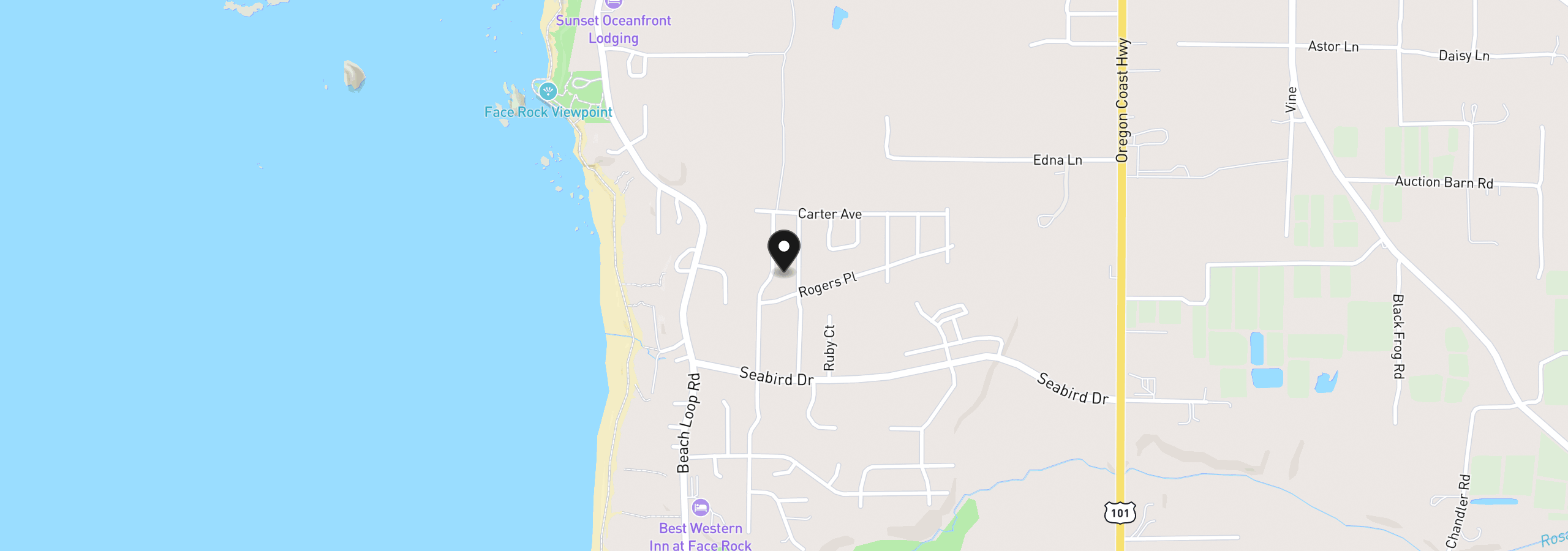 Map showing the location of 2732 Lincoln Ave SW 500, Bandon, OR 97411