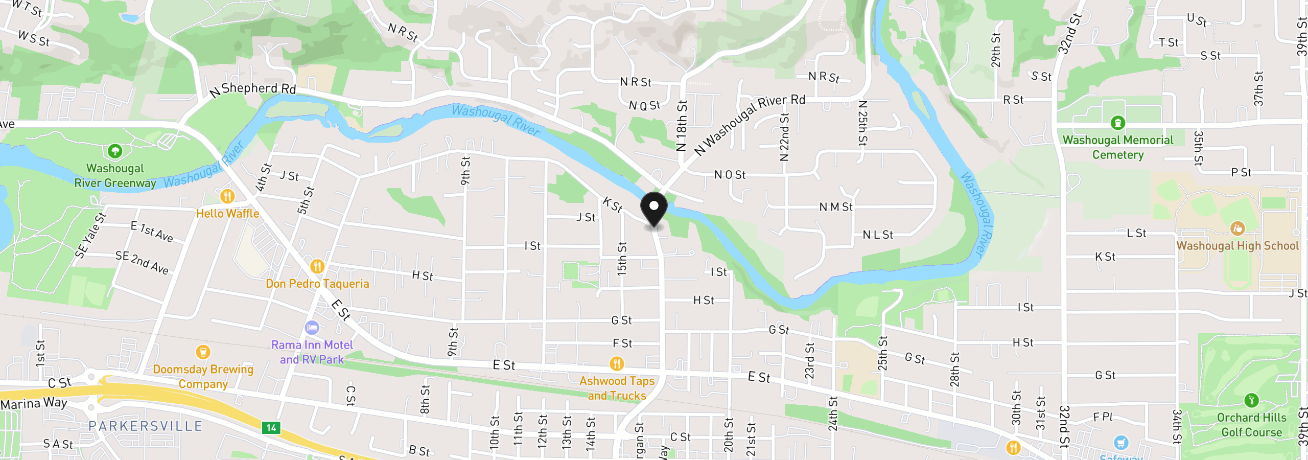 Map showing the location of 0 Washougal River Rd 103, Washougal, Wa 98671