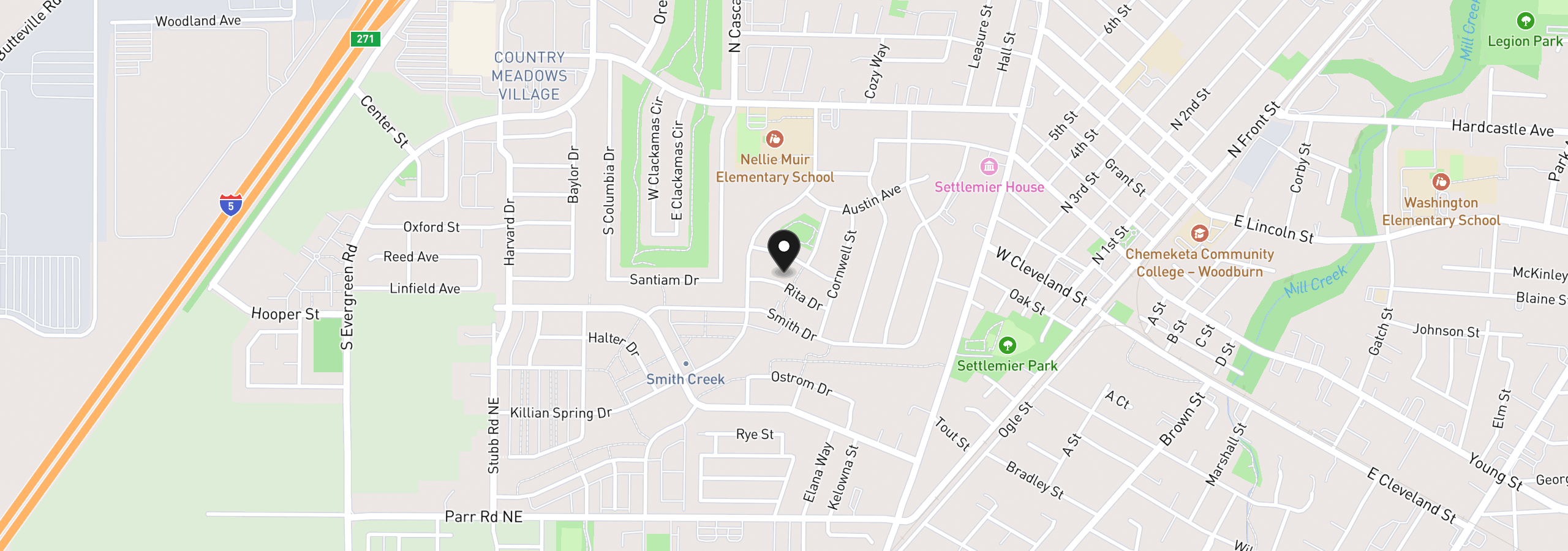 Map showing the location of 638 Nichols Ln, Woodburn, OR 97071