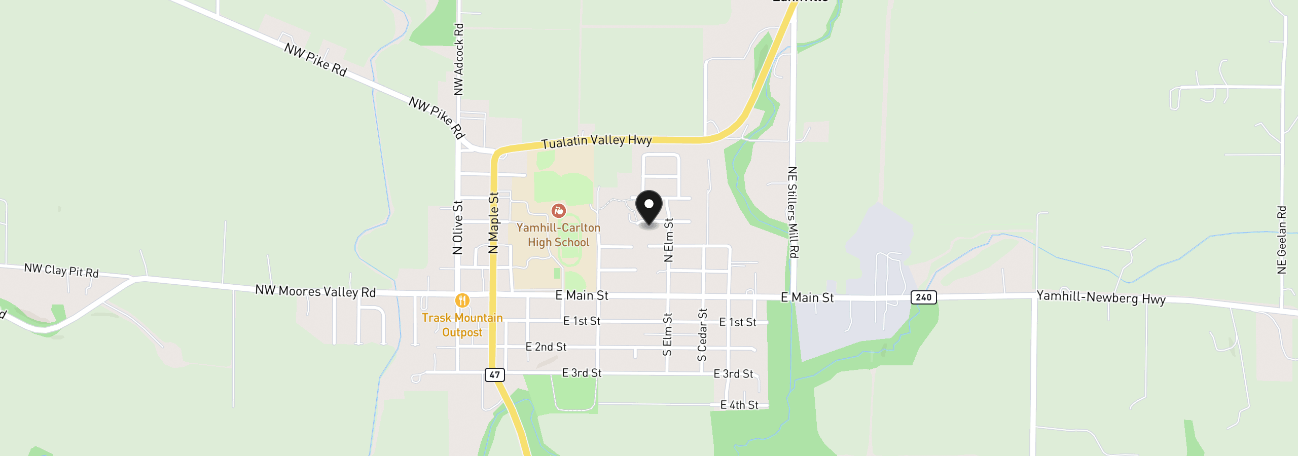 Map showing the location of 645 E Camellia St, Yamhill, OR 97148