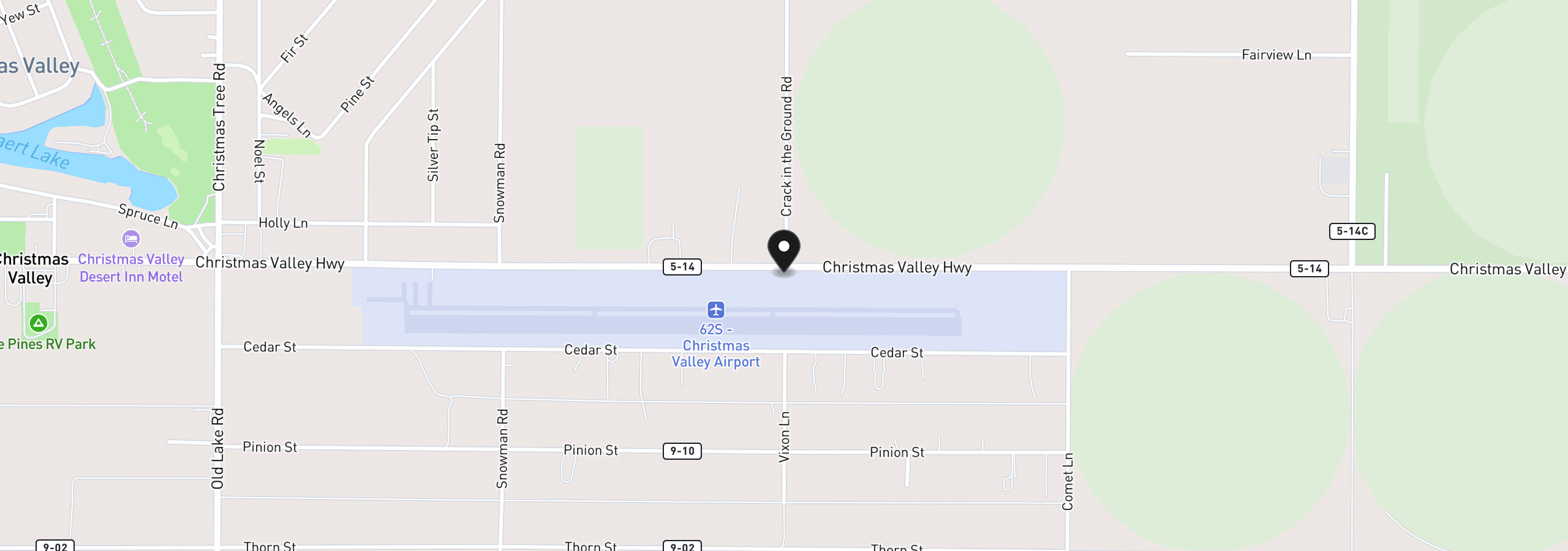 Map showing the location of 100 1800 Christmas Valley Hwy, Christmas Valley, OR 97641
