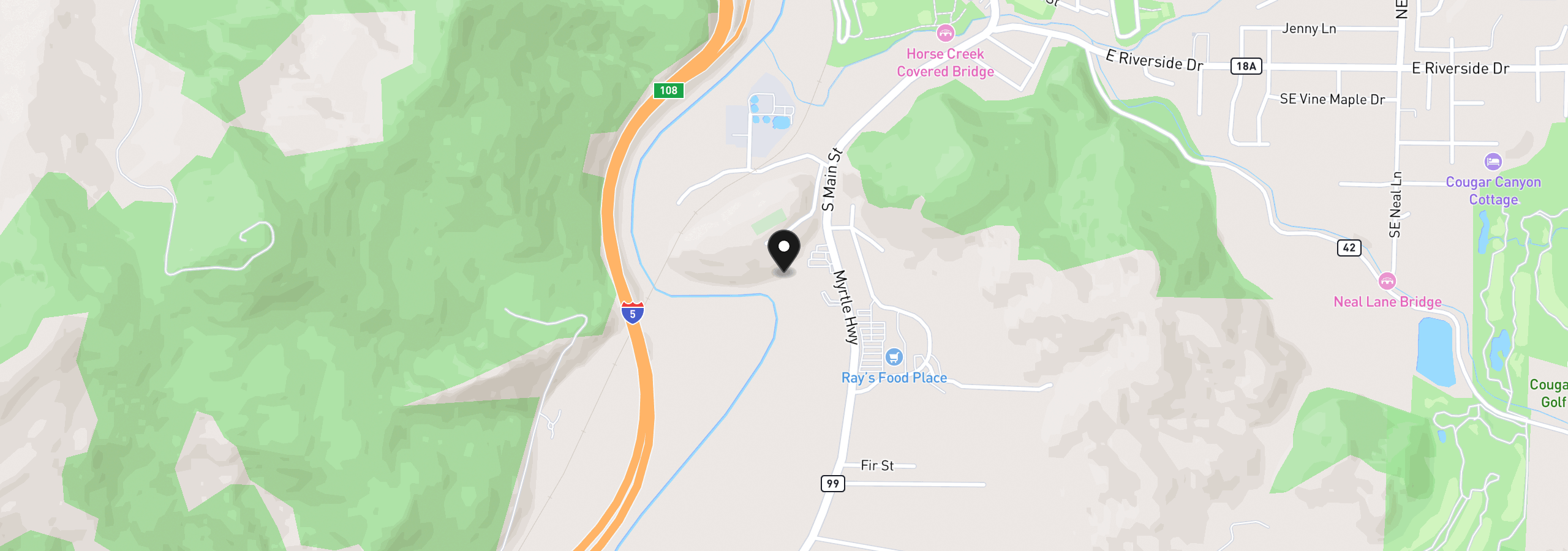 Map showing the location of 0 S Main St, Myrtle Creek, OR 97457