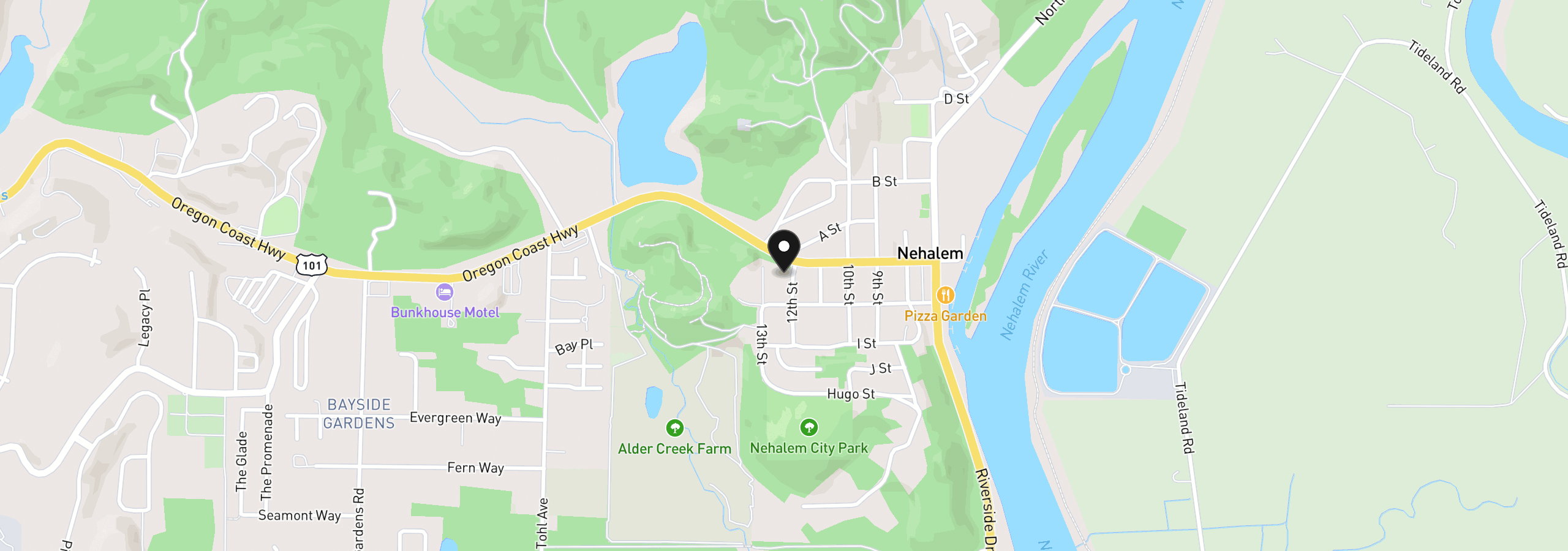 Map showing the location of 35950 12th St, Nehalem, OR 97131