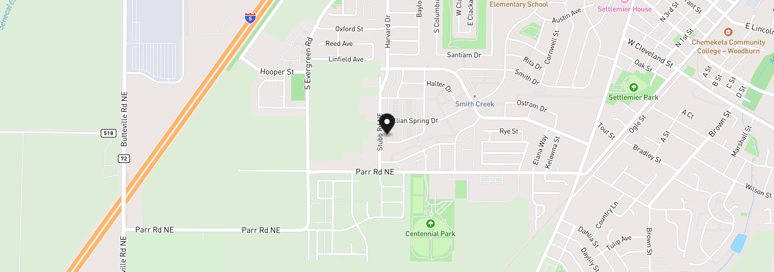 Map showing the location of 739 Merriott Ln. H571, Woodburn, OR 97071